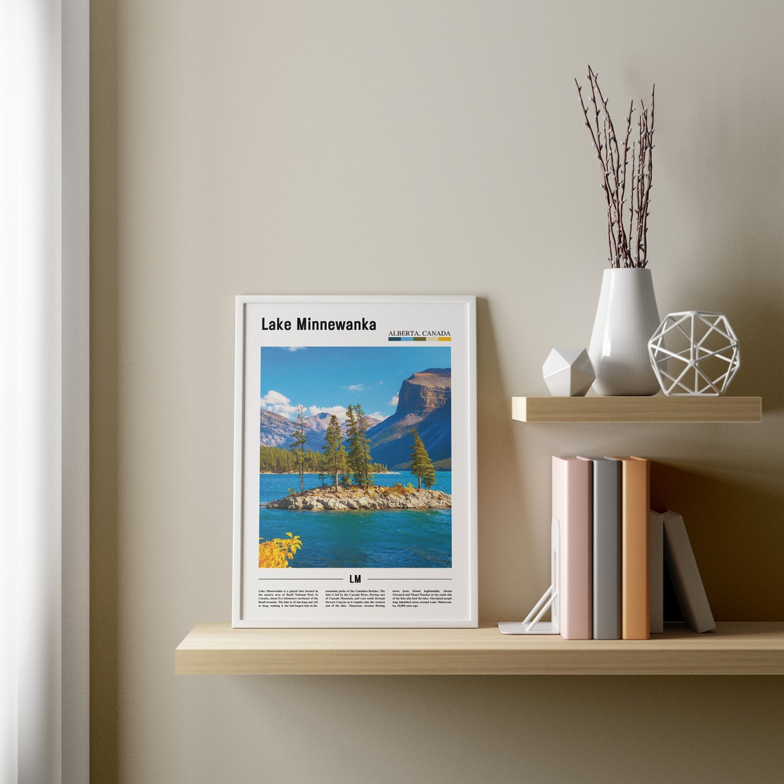 Lake Minnewanka Print Lake Minnewanka Poster Lake Minnewanka Wall Art Oil Painting Poster City Artwork Travel Artwork Travel Wall Art - Image 3