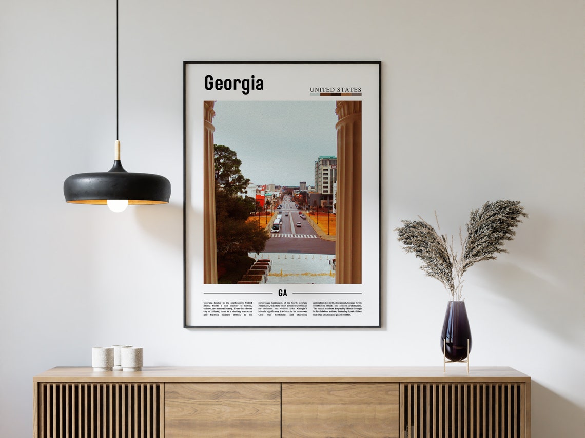 Georgia Poster Georgia Print Georgia Wall Art Minimal Travel Print Travel Destination Oil Painting Poster - Image 4
