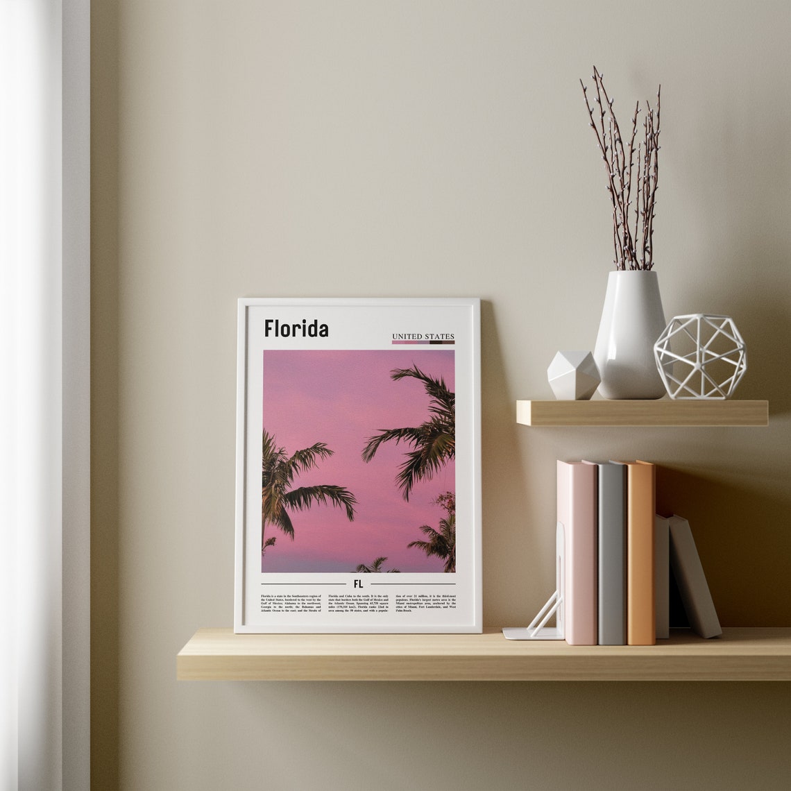 Florida Poster Florida Print Florida Wall Art Minimal Travel Print Minimal City Poster Travel Destination Oil Painting Poster - Image 2
