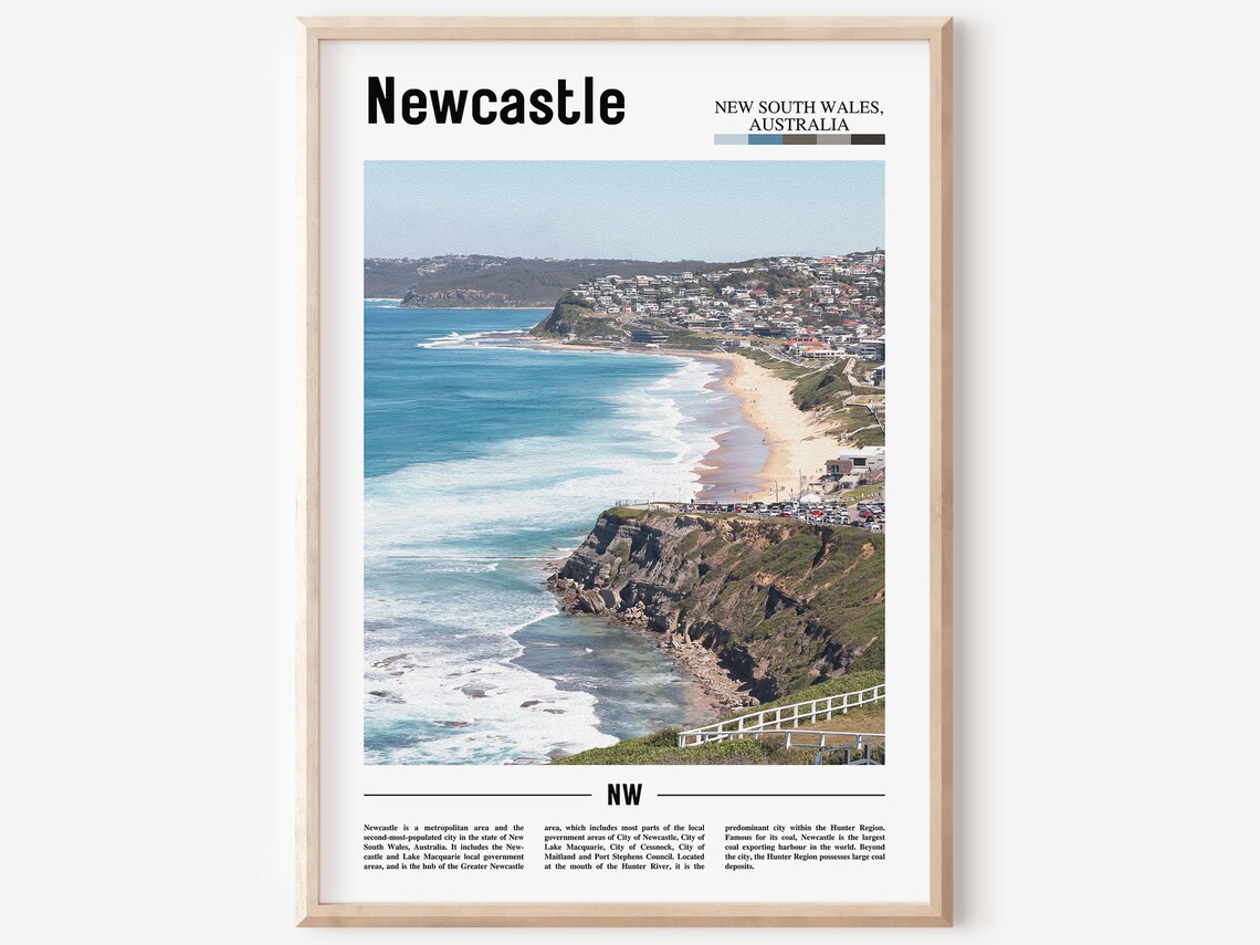 Newcastle Minimal Travel Poster, Oil Painting