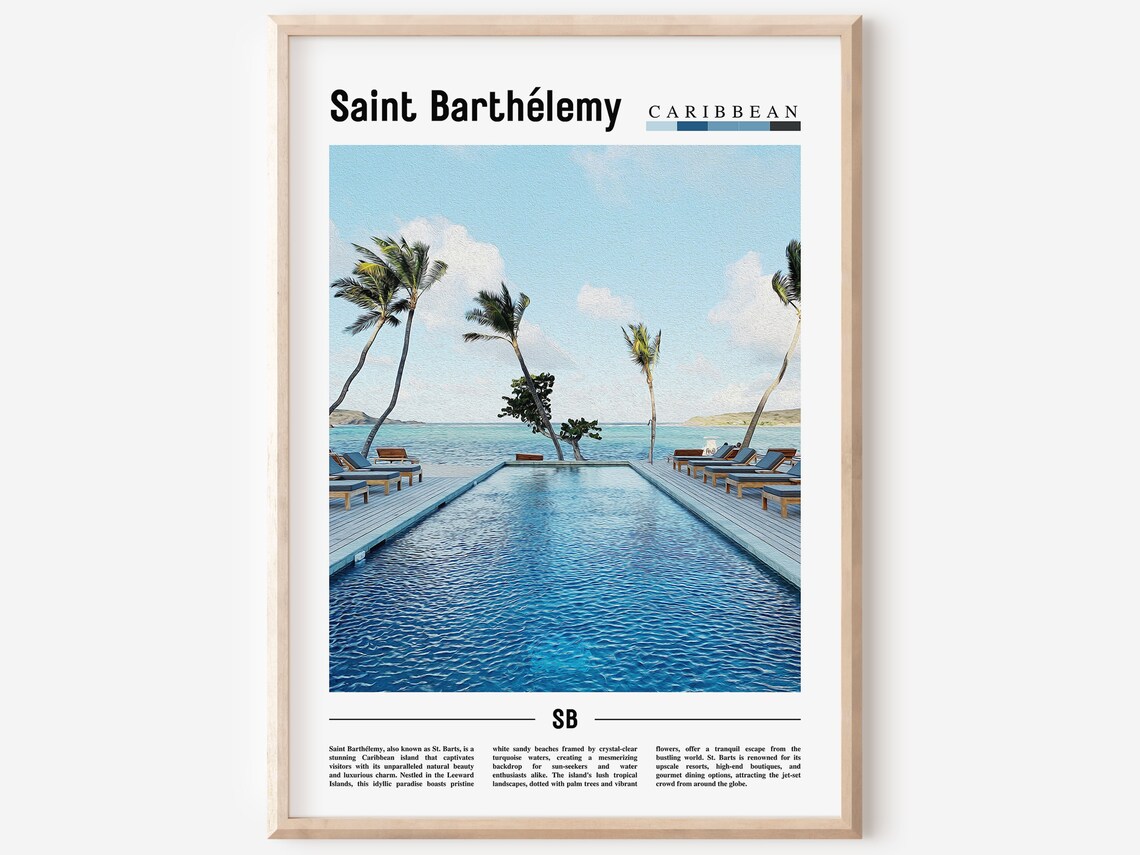 Saint Barthlemy Minimal Travel Poster, Oil Painting