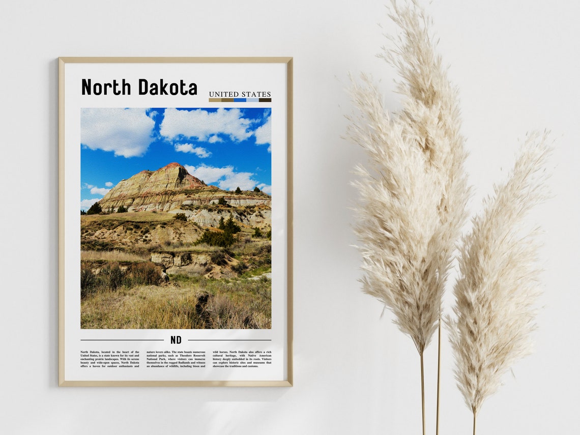 North Dakota Poster North Dakota Print North Dakota Wall Art United States Photo United States Poster United States Print - Image 4