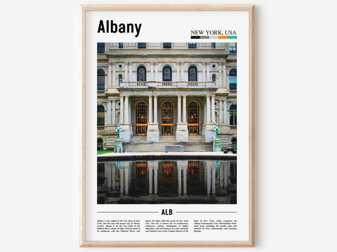 Albany Poster, Colorful City Artwork