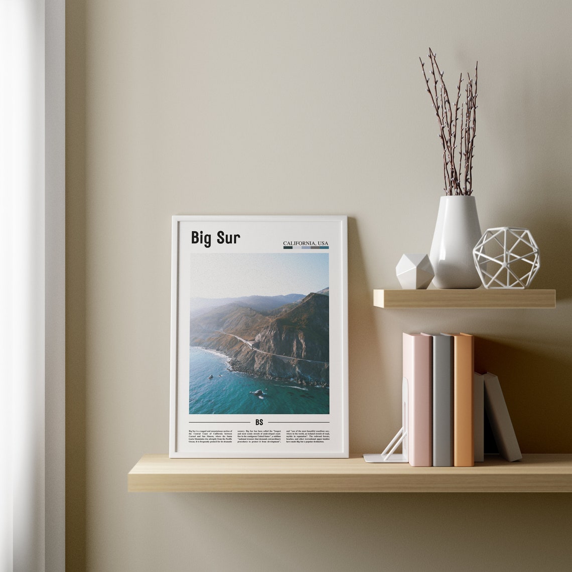 Big Sur Poster Big Sur Print Big Sur Wall Art Minimal Travel Print Minimal City Poster Travel Destination Oil Painting Poster - Image 2