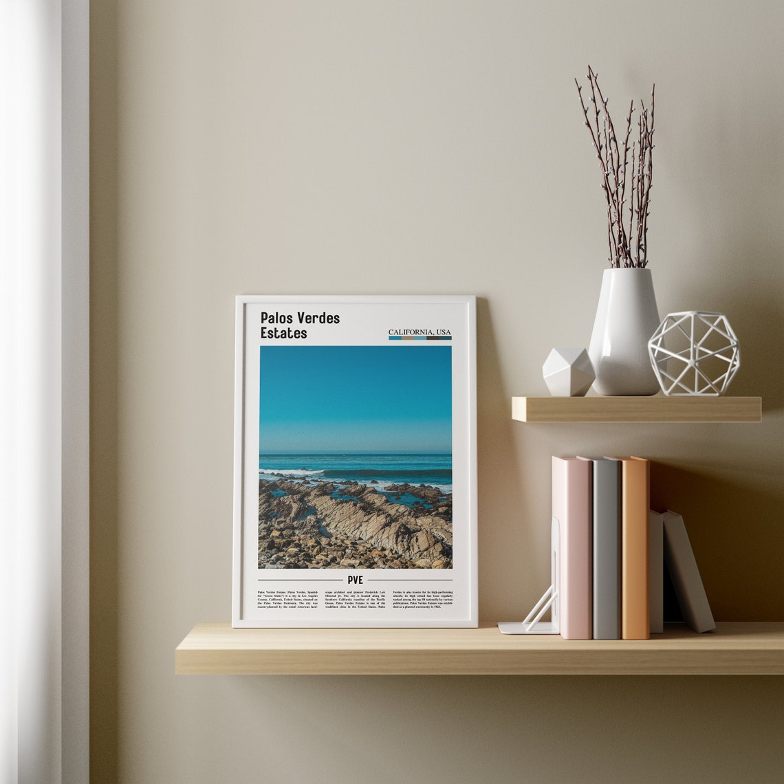 Palos Verdes Estates Print Palos Verdes Estates Poster Palos Verdes Estates Wall Art Minimal Travel Print Minimal City Oil Painting Poster - Image 2