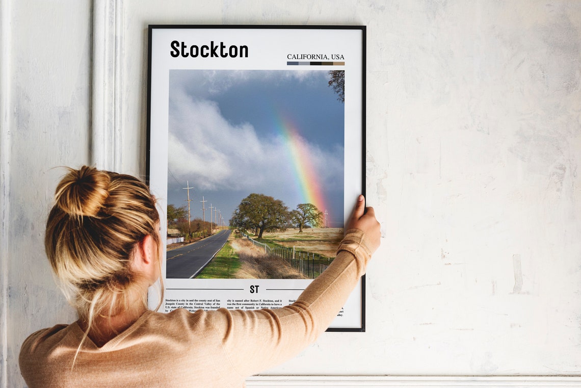 Stockton Print Stockton Poster Stockton Wall Art Oil Painting Poster Colorful City Print City Artwork Travel Artwork Travel Wall Art - Image 4