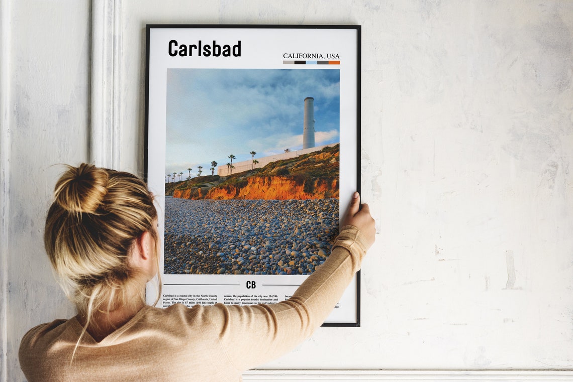 Carlsbad Print Carlsbad Poster Carlsbad Wall Art Oil Painting Poster Colorful City Print City Artwork Travel Artwork Travel Wall Art - Image 4