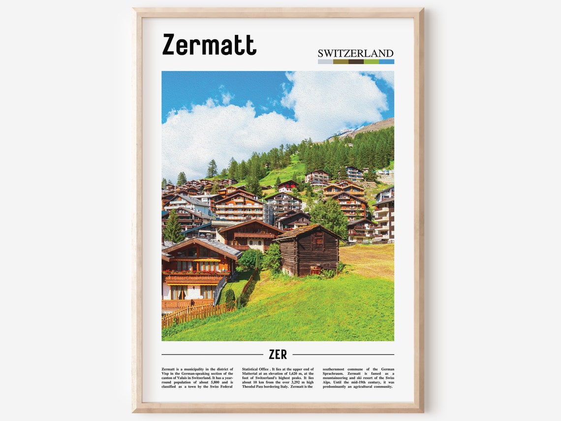 Zermatt Print Zermatt Poster Zermatt Wall Art Oil Painting Poster Colorful City Print City Artwork Travel Artwork Travel Wall Art