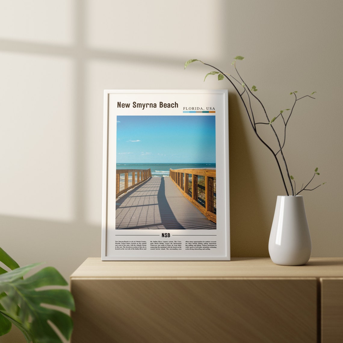 New Smyrna Beach Print New Smyrna Beach Poster New Smyrna Beach Wall Art Oil Painting Poster City Artwork Travel Artwork Travel Wall Art - Image 3