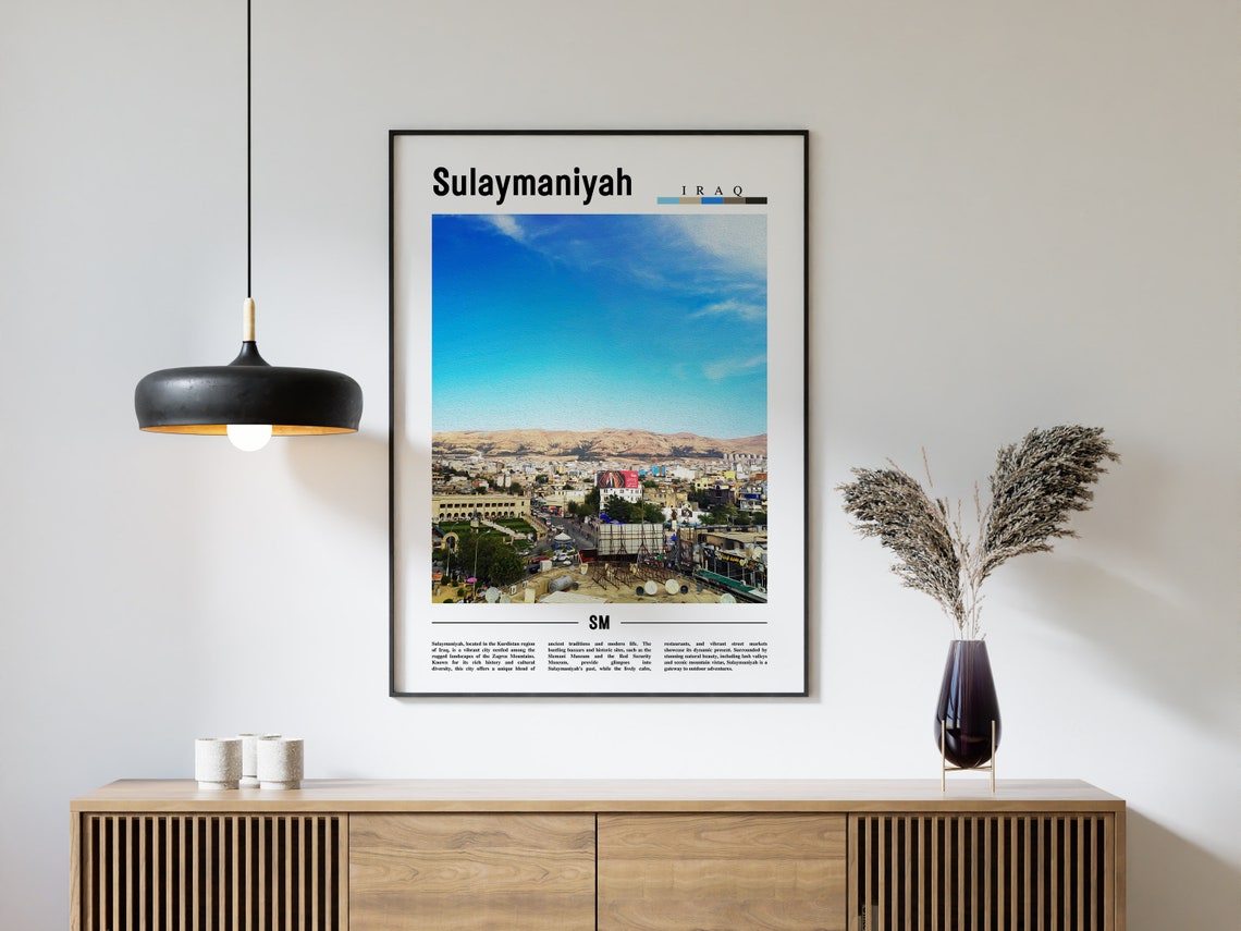 Sulaymaniyah Poster Sulaymaniyah Print Sulaymaniyah Wall Art Minimal Travel Print Travel Destination Oil Painting Poster - Image 4