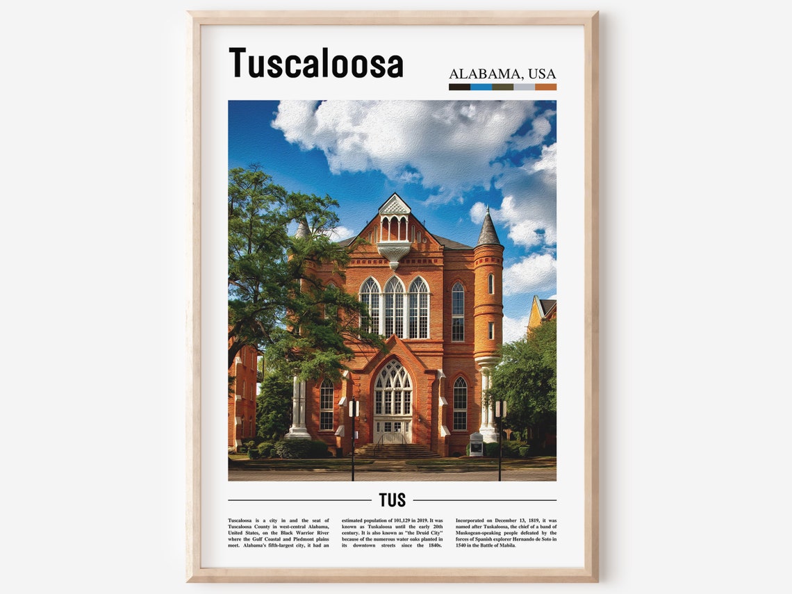 Tuscaloosa Print Tuscaloosa Poster Tuscaloosa Wall Art Oil Painting Poster City Print City Artwork Travel Artwork Travel Wall Art