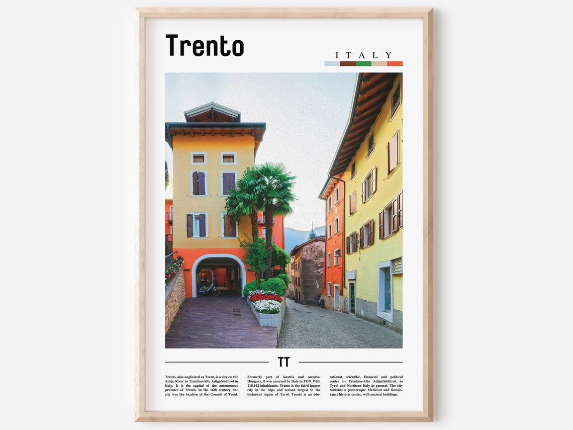 Trento Print Trento Poster Trento Wall Art Italy Photo Italy Poster Italy Print Italy Wall Art Minimal Travel Poster