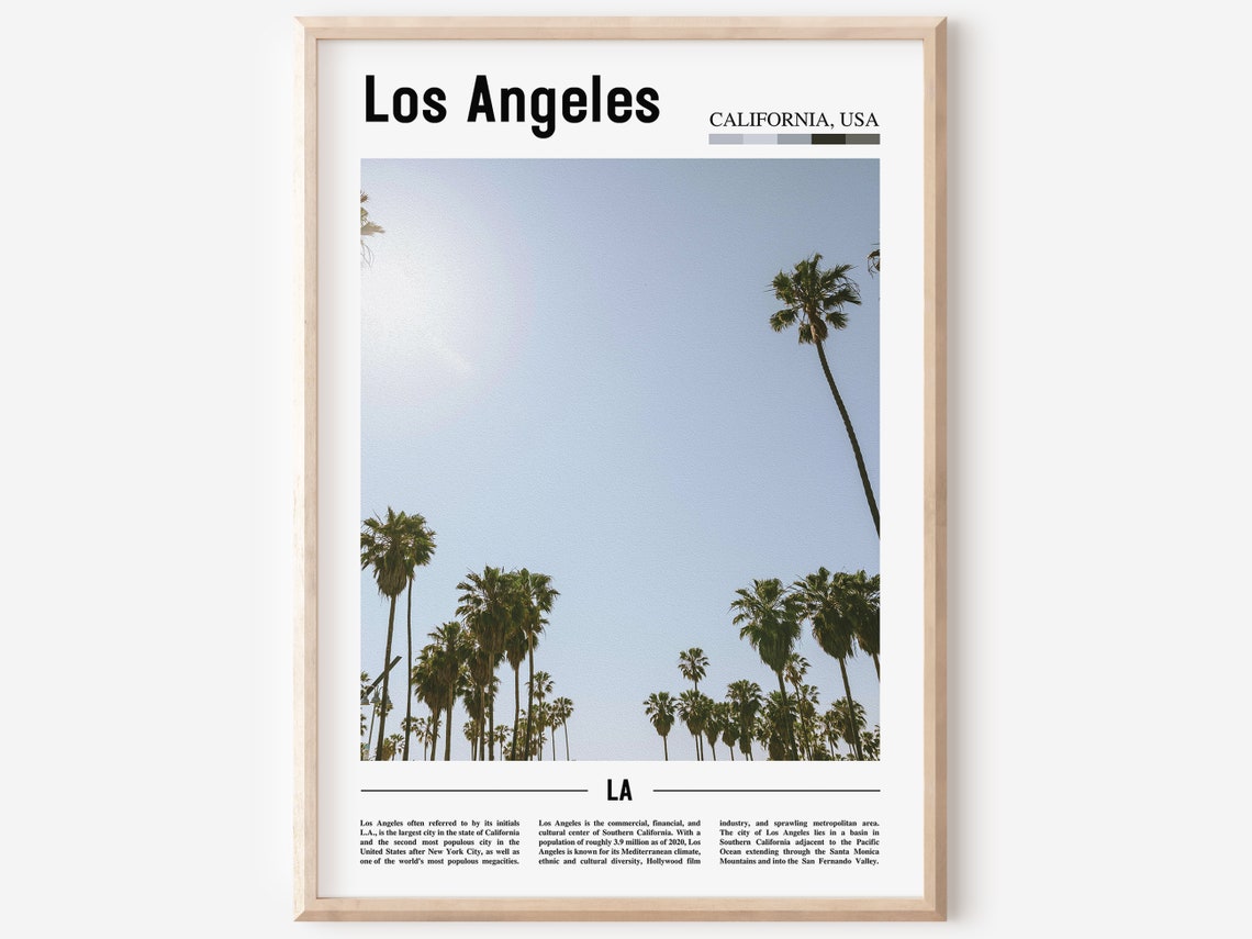 Los Angeles Print Los Angeles Poster Los Angeles Wall Art Oil Painting Poster Colorful City Print City Artwork Travel Artwork Travel Art