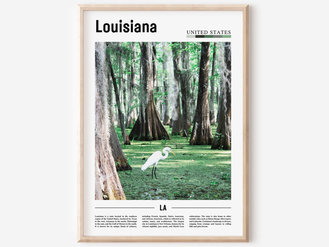 Louisiana Poster Louisiana Print Louisiana Wall Art United States Photo United States Poster United States Print