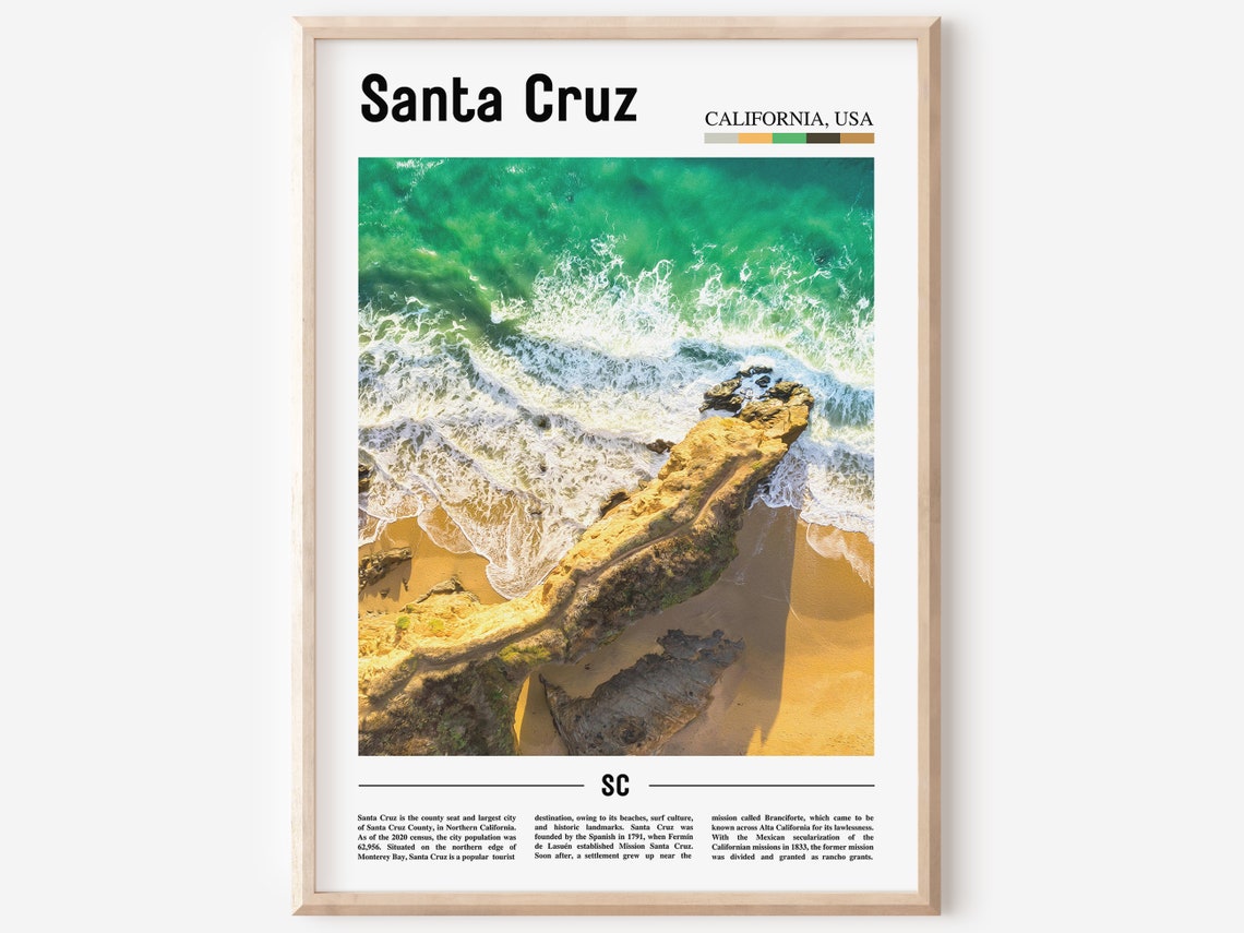 Santa Cruz Print Santa Cruz Poster Santa Cruz Wall Art Oil Painting Poster Colorful City Print City Artwork Travel Artwork Travel Art