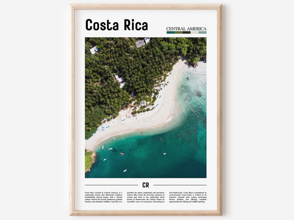 Costa Rica Poster Costa Rica Print Costa Rica Wall Art Central America Poster Central America Print Travel Poster