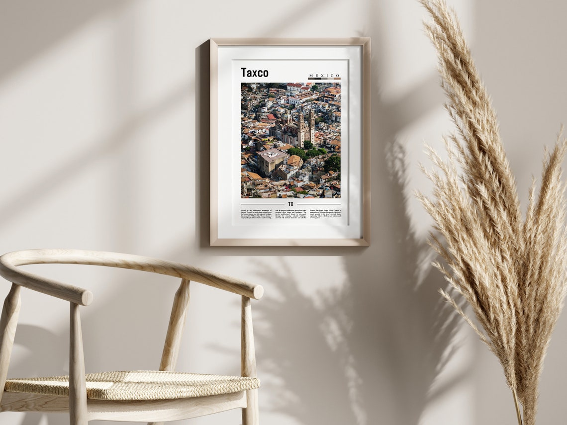 Taxco Poster Taxco Print Taxco Wall Art Minimal Travel Print Travel Destination Oil Painting Poster - Image 2