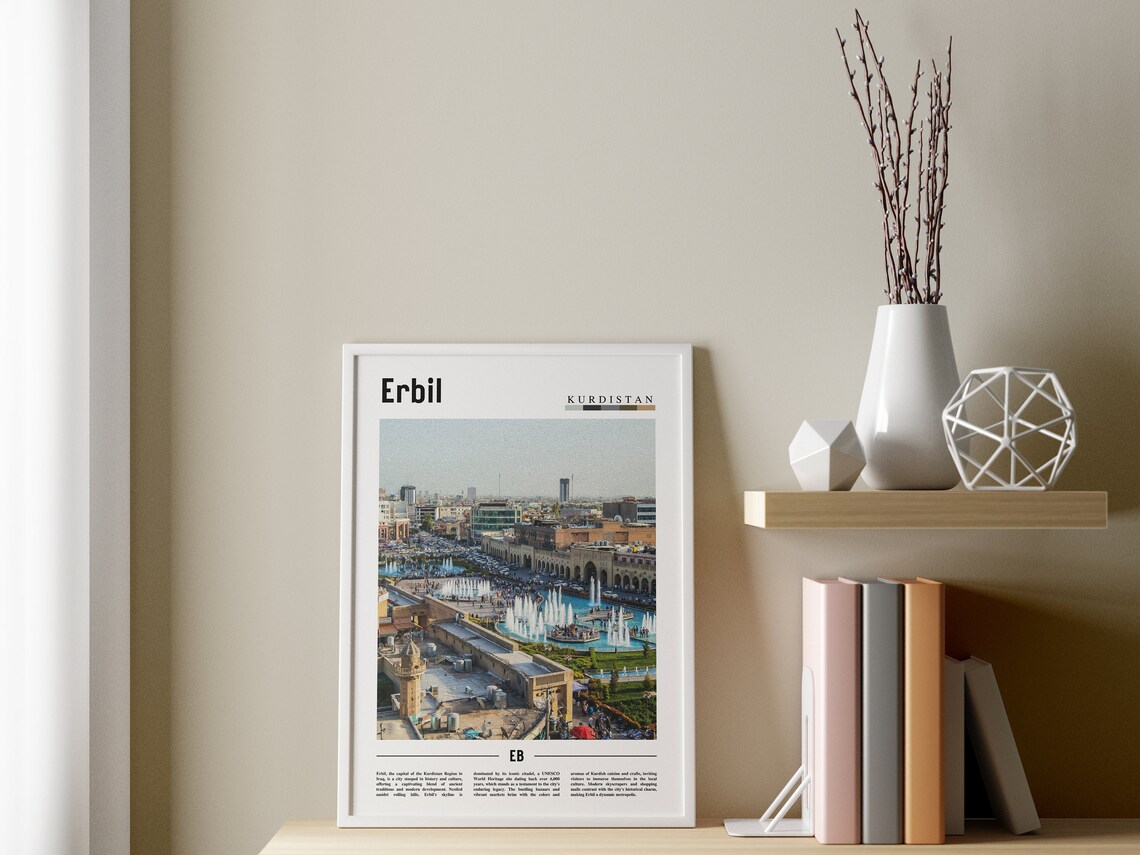 Erbil Poster Erbil Print Erbil Wall Art Minimal Travel Print Travel Destination Oil Painting Poster - Image 3