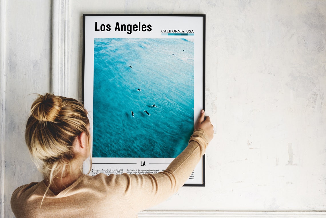 Los Angeles Print Los Angeles Poster Los Angeles Wall Art Minimal Travel Print Minimal City Poster Oil Painting Poster - Image 5