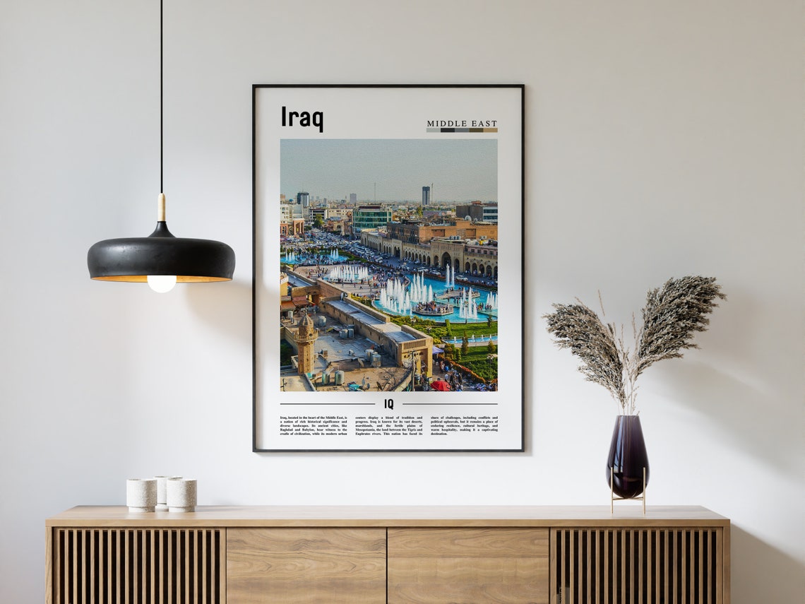 Iraq Poster Iraq Print Iraq Wall Art Minimal Travel Print Travel Destination Oil Painting Poster - Image 4