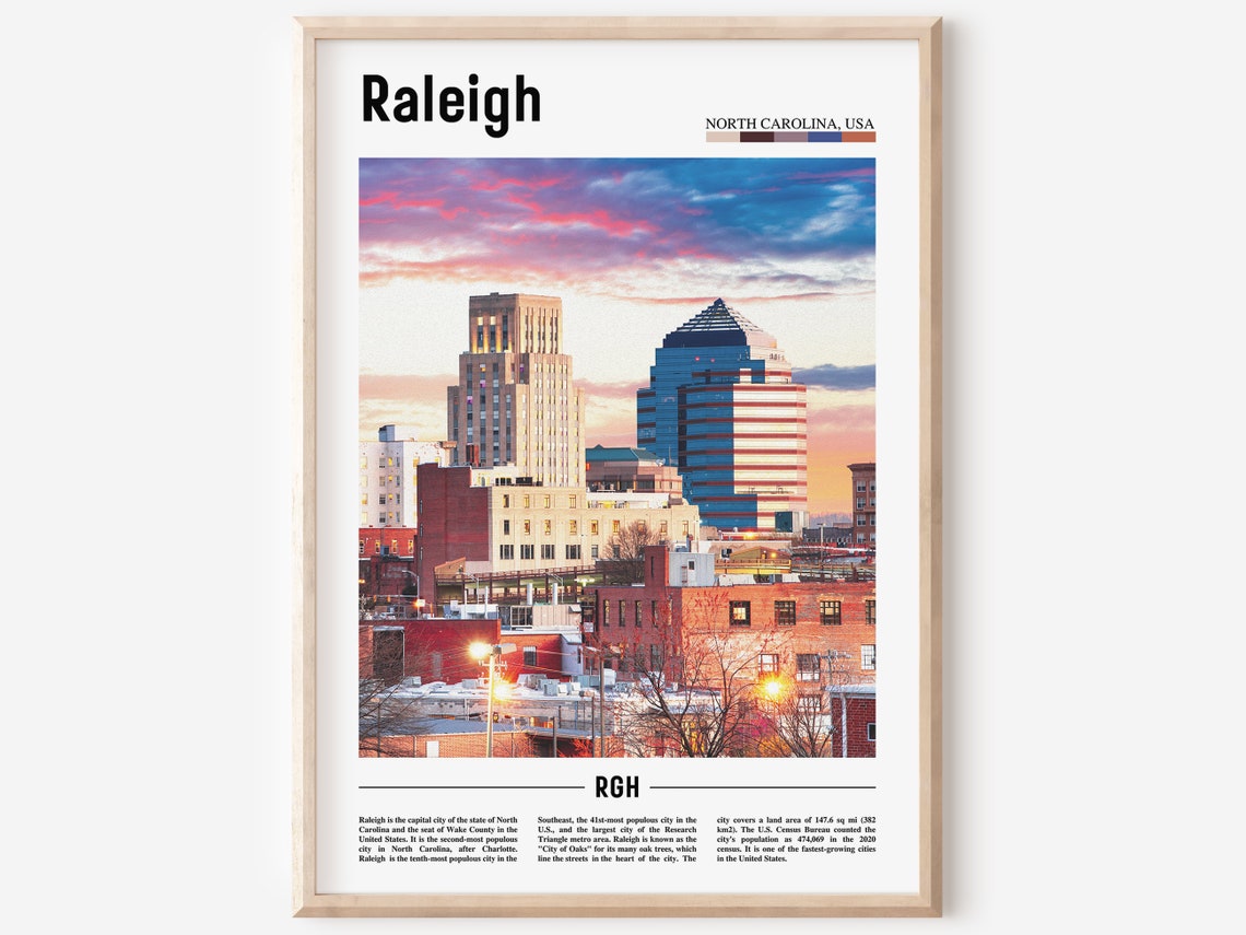 Raleigh Print Raleigh Poster Raleigh Wall Art Oil Painting Poster Colorful City Print City Artwork Travel Artwork Travel Wall Art