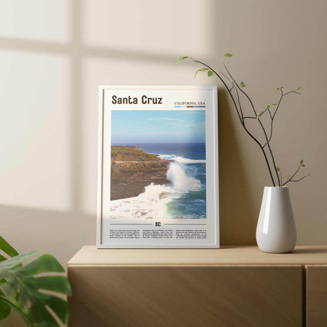 Santa Cruz Print Santa Cruz Poster Santa Cruz Wall Art Oil Painting Poster Colorful City Print City Artwork Travel Artwork Travel Art - Image 3