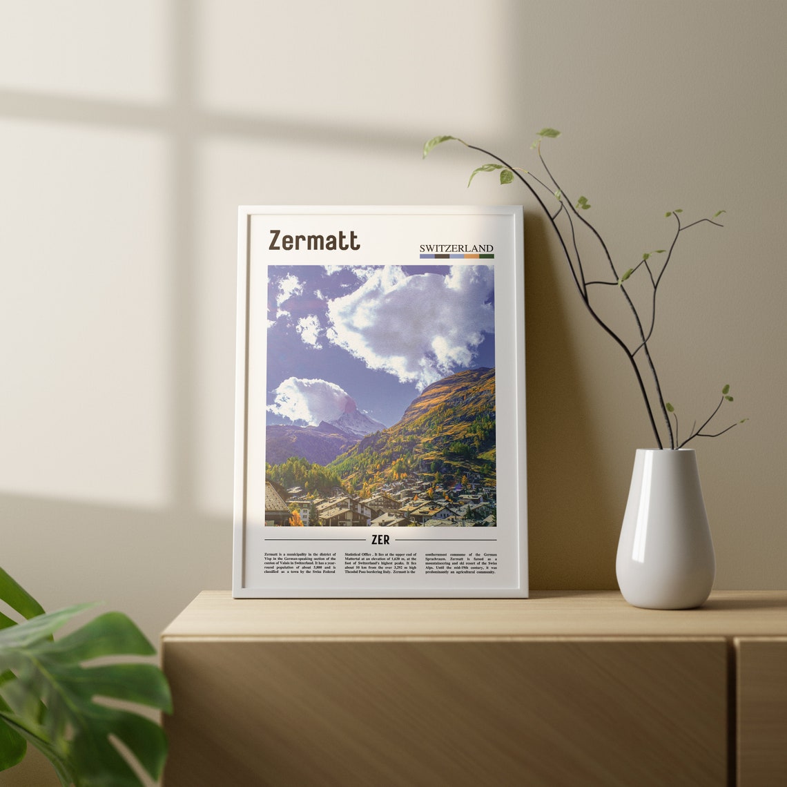 Zermatt Print Zermatt Poster Zermatt Wall Art Oil Painting Poster Colorful City Print City Artwork Travel Artwork Travel Wall Art - Image 2