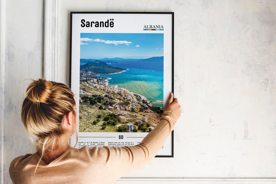 Sarande Print Sarande Poster Sarande Wall Art Oil Painting Poster Colorful City Print City Artwork Travel Artwork Travel Wall Art - Image 4