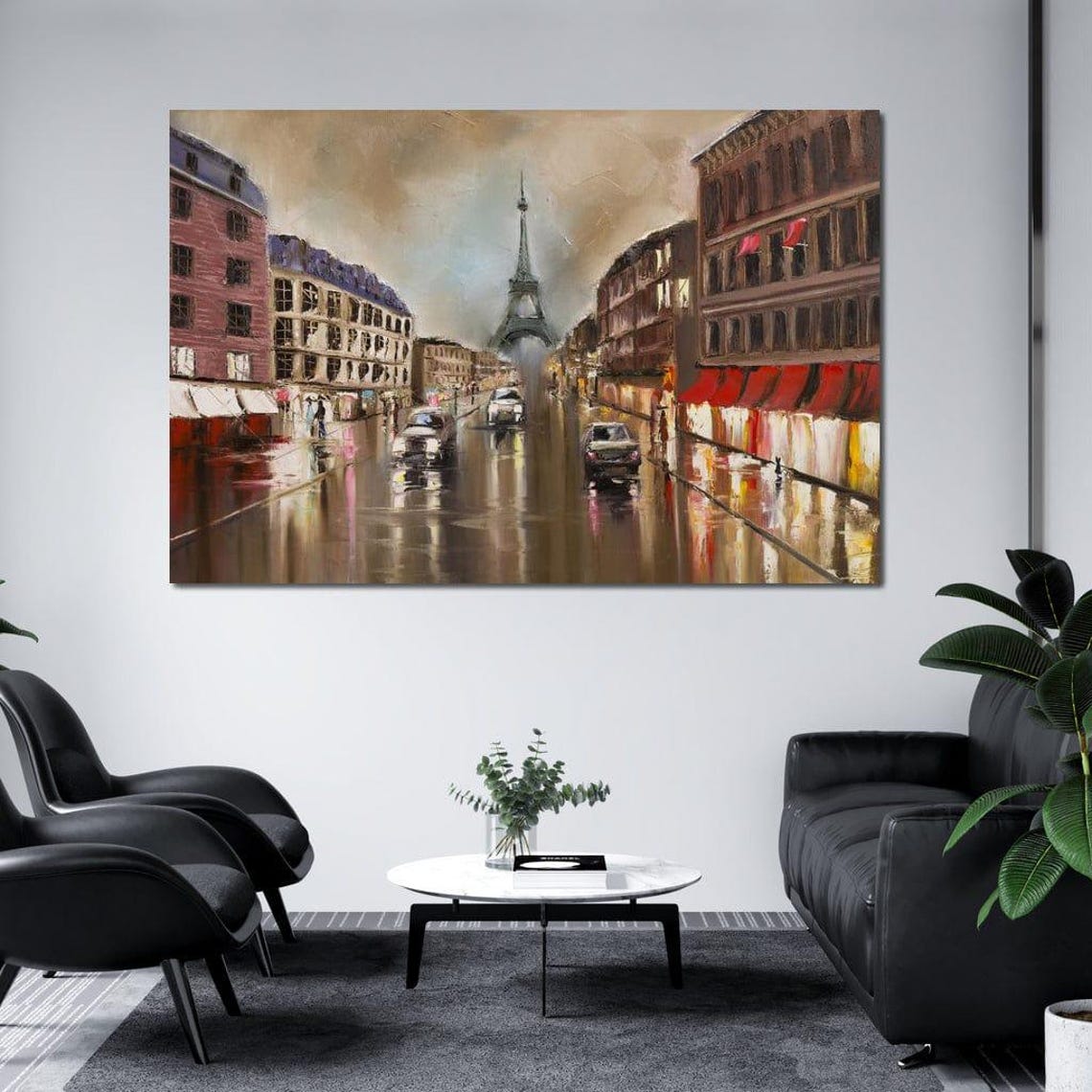 Paris Eiffel Tower Rainy Street Night Lights Cityscape Poster - Image 3