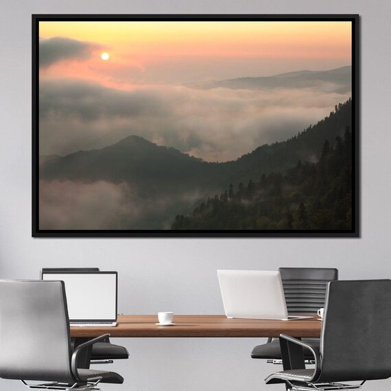 Fog Over The Forest Nature Landscape Panorama Sunrise Serenity Misty Mountains Peaceful Scenery Wall Art Decor By Nichecanvas