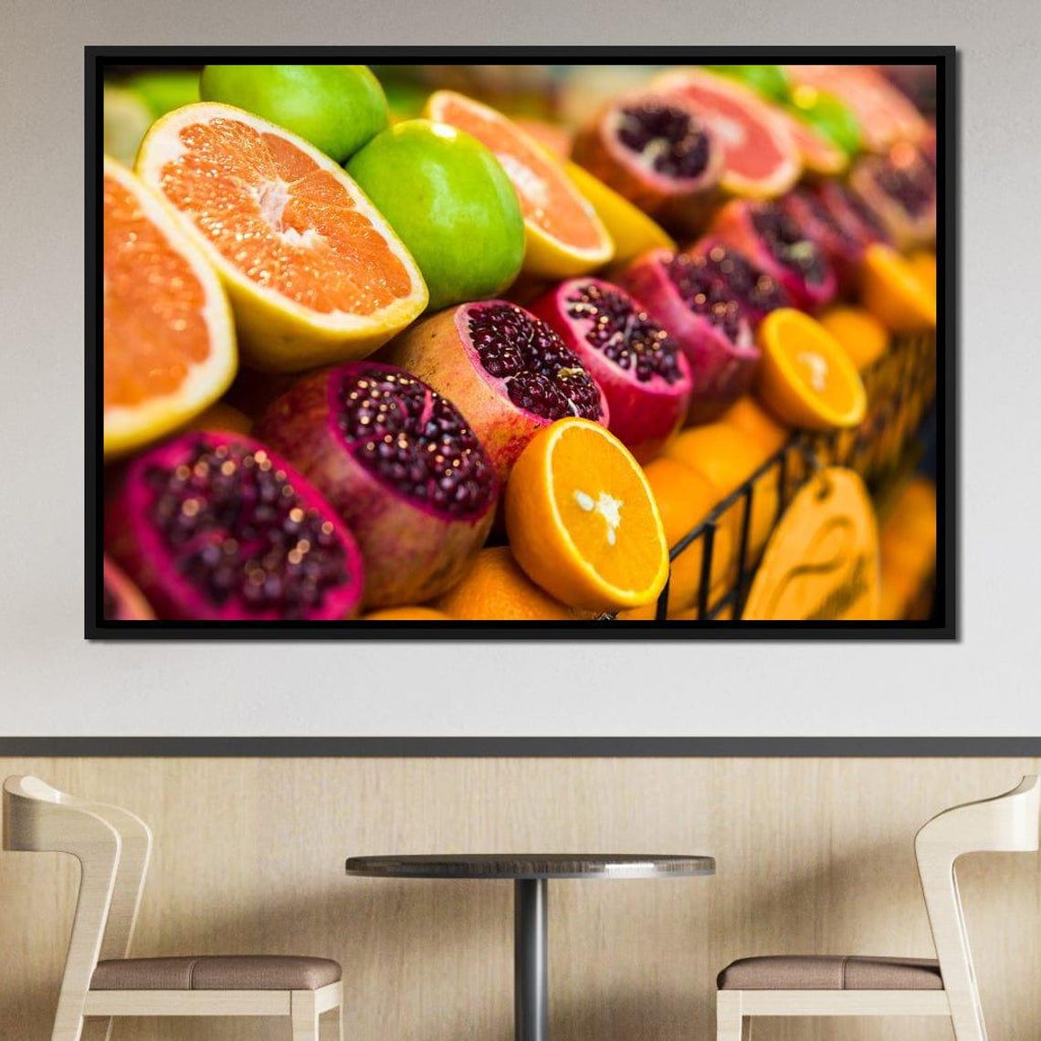 Fresh Cut Fruit Market Vibrant Pomegranate Citrus Photography Print