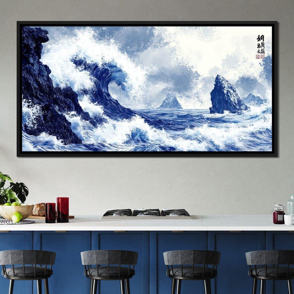 Great Wave Blue Ocean Seascape Japanese Style Crashing Wave Art Print