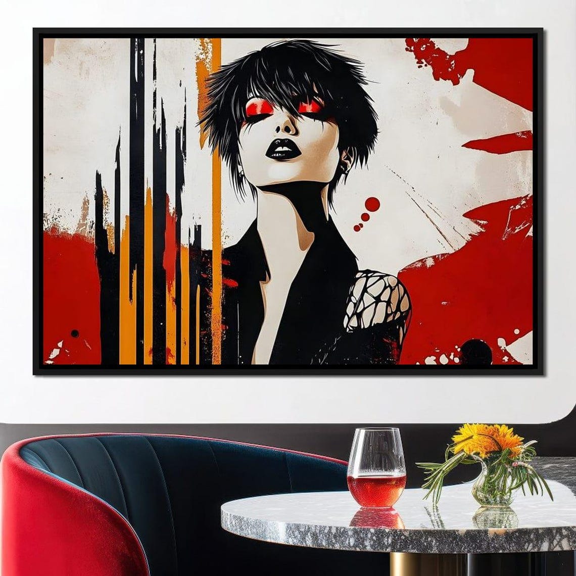 Bold Pop Art Woman Portrait Red Sunglasses Graffiti Abstract Poster