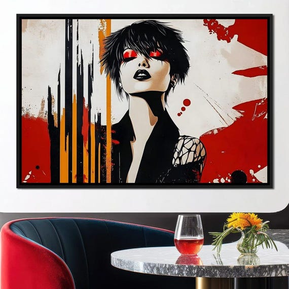 Fierce Visionary Portrait Bold Modern Decor Vibrant Abstract Art Captivating Home Design Female Empowerment By Nichecanvas