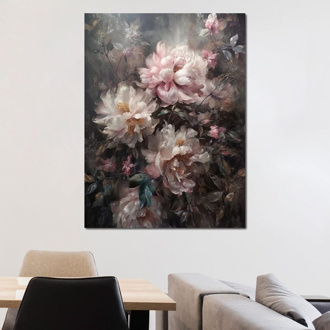 White Pink Flowers Botanical Art Print, Elegant Floral - Image 3