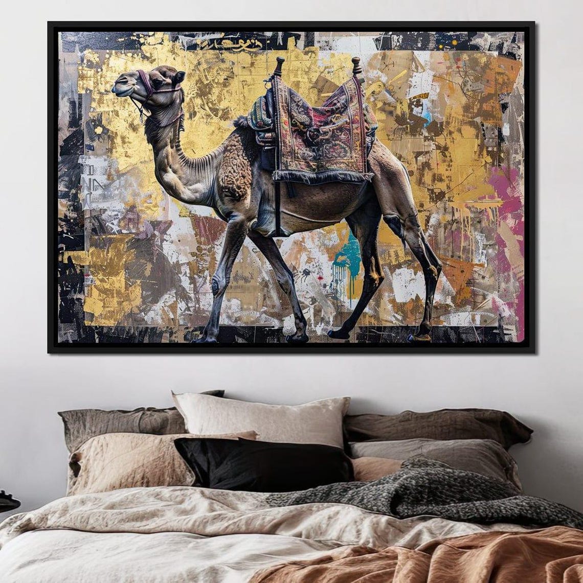 Majestic Camel Golden Journey Ornate Saddle Desert Inspired Wall Print - Image 2