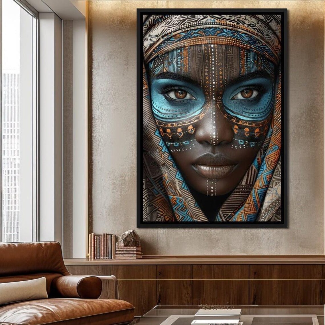 African Tribal Portrait Art Print, Modern Boho Decor - Image 2
