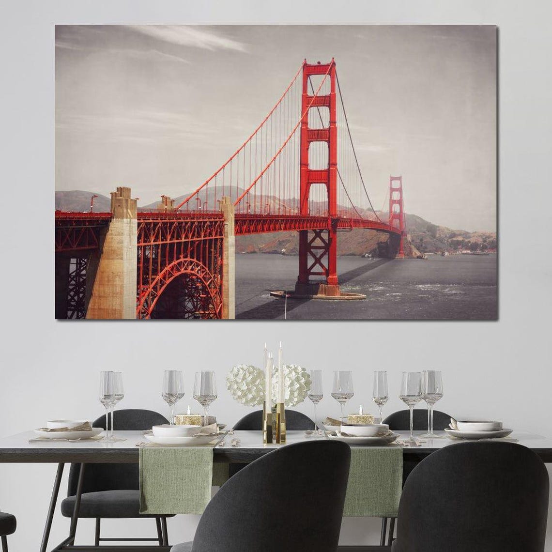 Golden Gate Bridge San Francisco Red Landmark Retro Photography Poster - Image 3