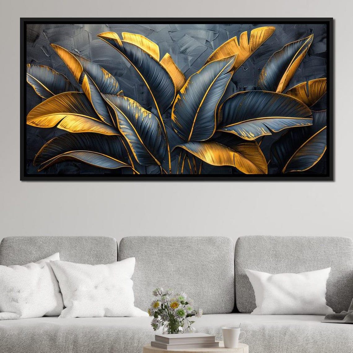 Black Gold Tropical Banana Leaves Luxe Dark Botanical Wall Poster - Image 4