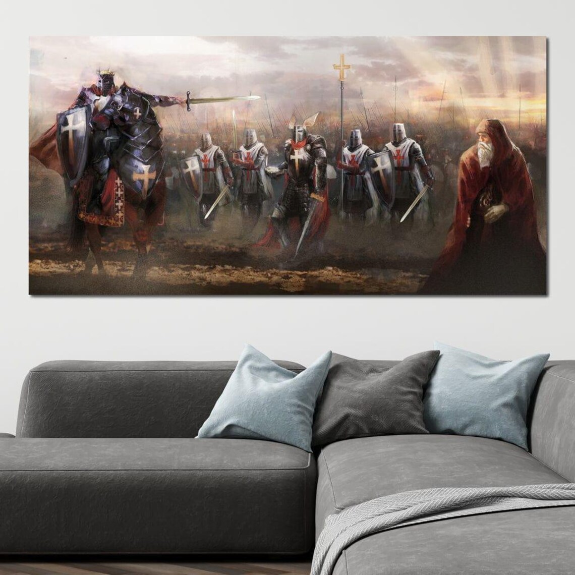 Knights Templar Medieval Battle Scene Art Print - Image 3