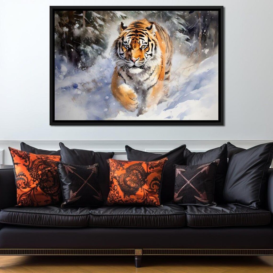 Tiger Striding Through Snow Winter Majesty Wild Animal Nature Art Poster - Image 2