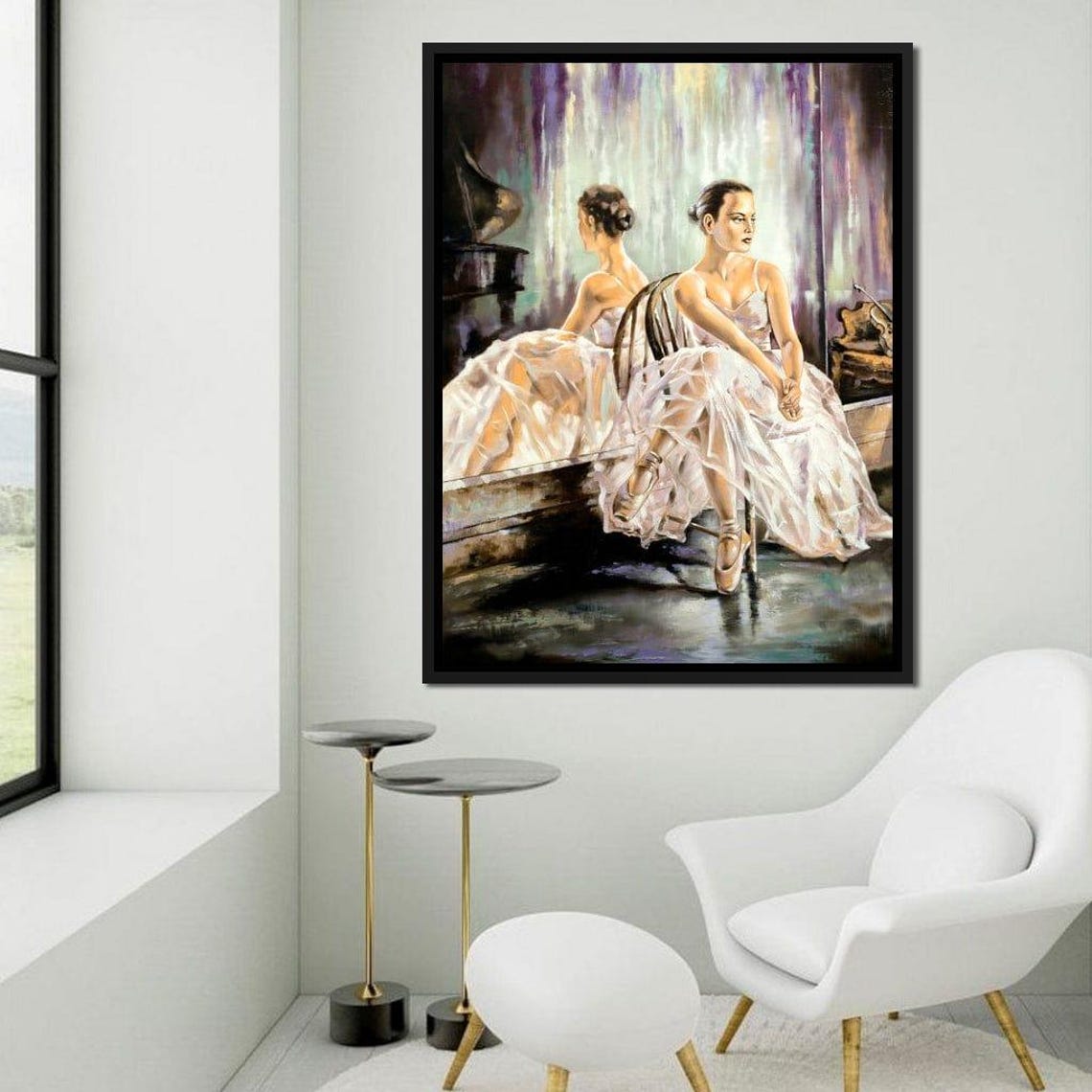 Ballet Studio Reverie Ballerina Resting By Mirror Oil Painting Poster - Image 2