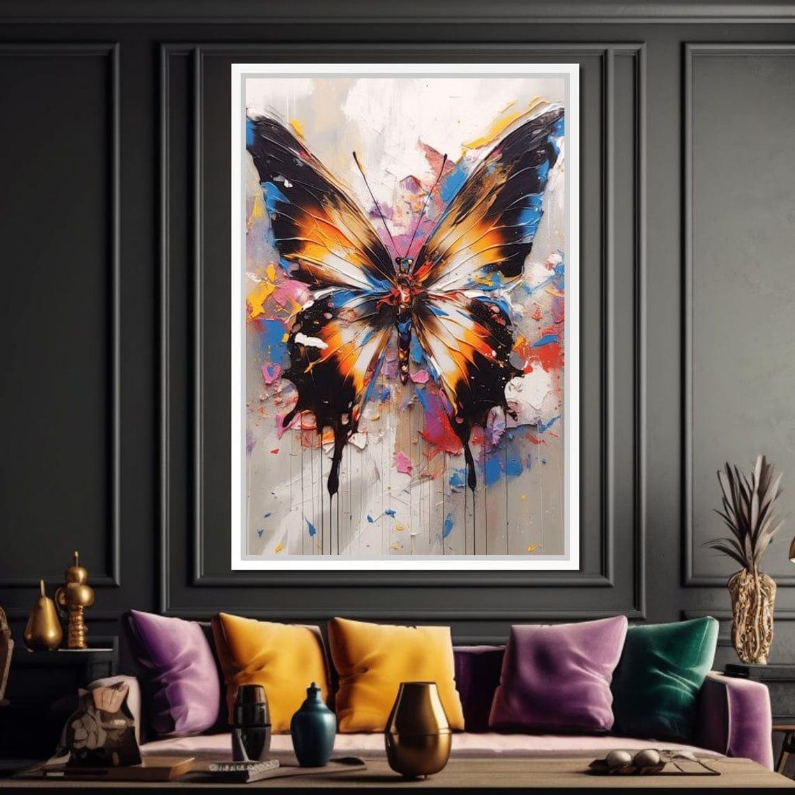 Psychedelic Lepidoptera Colorful Butterfly Wall Art Vibrant Modern Decor Unique Home Boho Art Print By Nichecanvas - Image 4