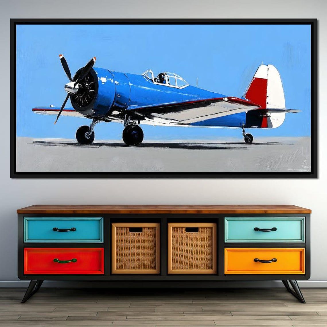 Aviation Elegance Soaring Skies Vintage Plane Art Blue Sky Decor Flight Enthusiast Gift Home Decor By Nichecanvas - Image 3
