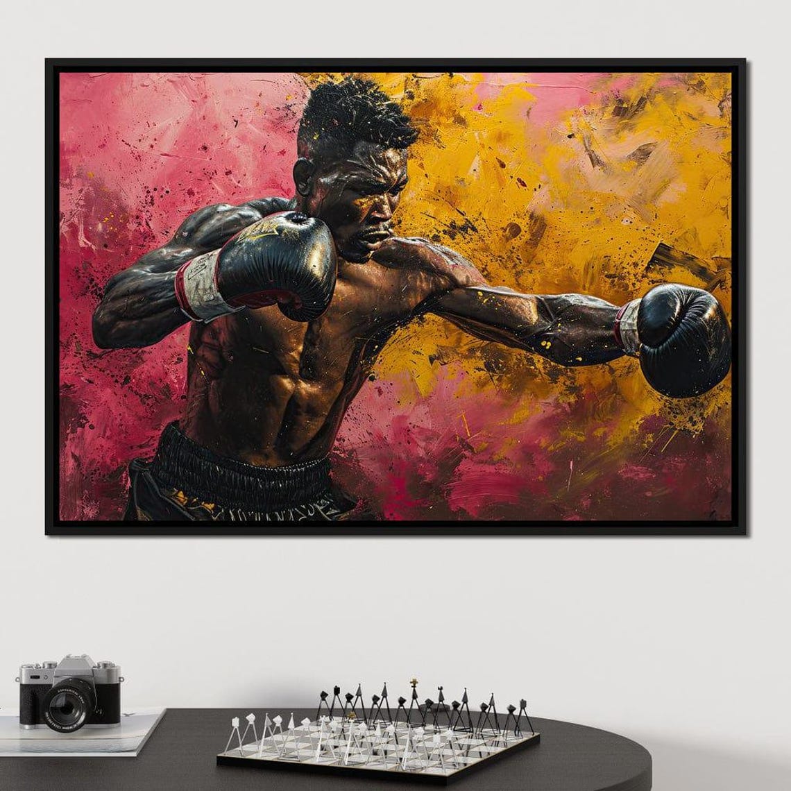 Golden Fury Of The Ring Athletic Wall Art Boxing Decor Sporty Home Decor Motivational Fitness Art Dynamic Painting By Nichecanvas - Image 3