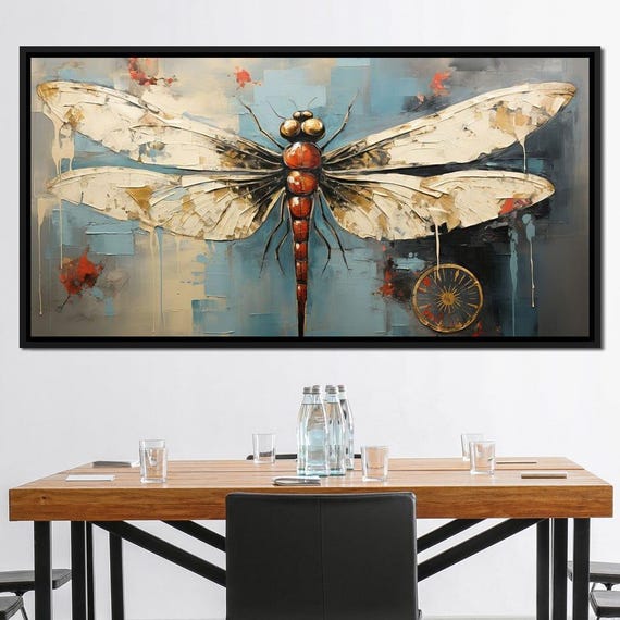 Golden Royal Geometric Dragonfly 04 Nature Inspired Art Modern Wall Art Rustic Style Home Decor By Nichecanvas