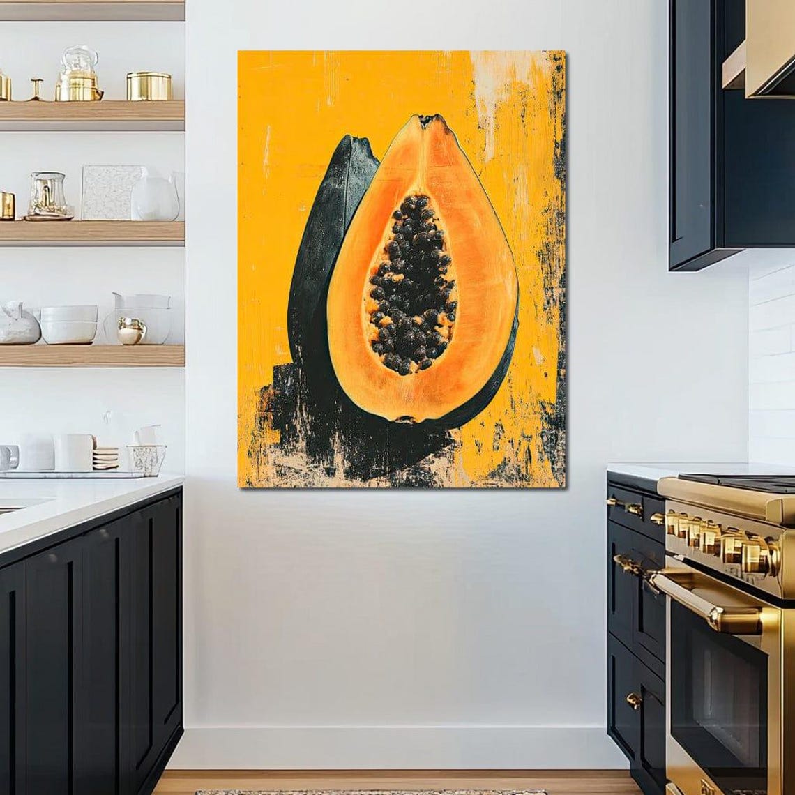 Papaya Vibrance Tropical Wall Art Home Decor Vibrant Fruit Illustration Bold Modern Decor By Nichecanvas - Image 2