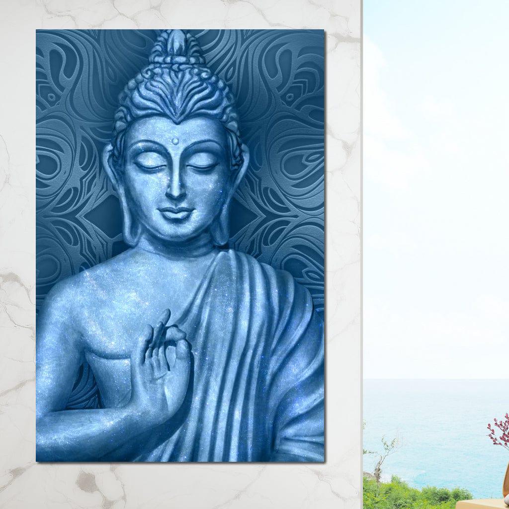 Blue Buddha Serene Meditation Spiritual Zen Mindfulness Wall Art Print - Image 3