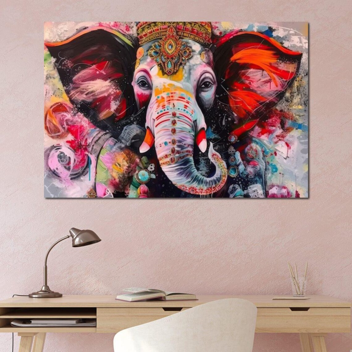 Lord Ganesha Vibrant Abstract Multicolor Splash Spiritual Deity Poster - Image 3