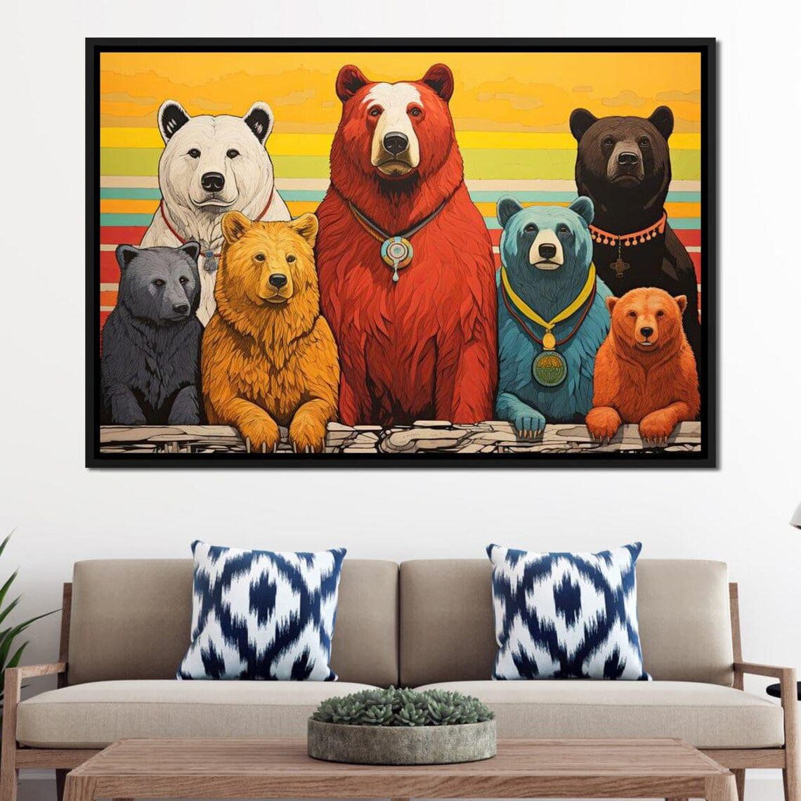 Colorful Bear Family Portrait Whimsical Rainbow Bears Group Wall Art Poster - Image 2